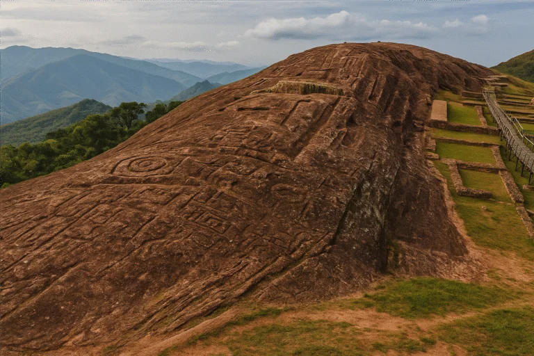Uma misteriosa arte rupestre gigante criada por ancestrais em uma montanha