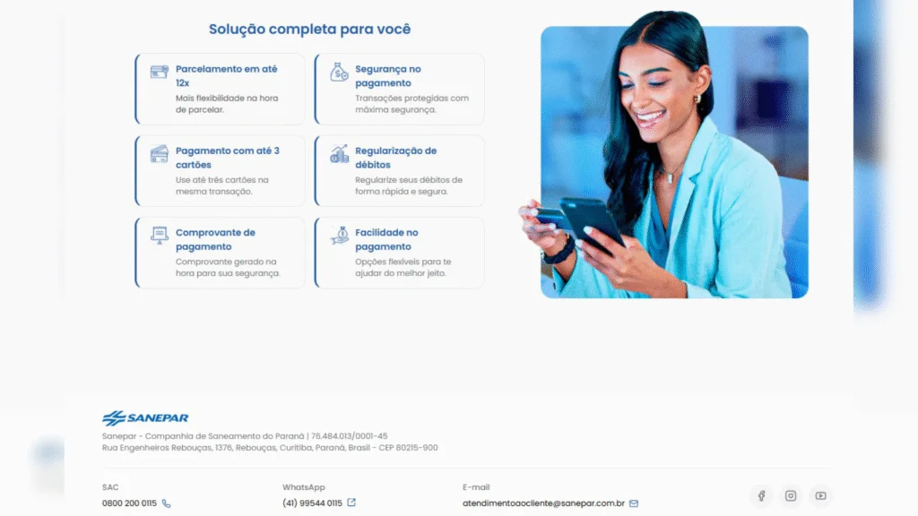 Clientes da Sanepar podem, a partir desta sexta-feira (18), pagar suas faturas por meio de cartão de crédito diretamente no site oficial da Companhia.