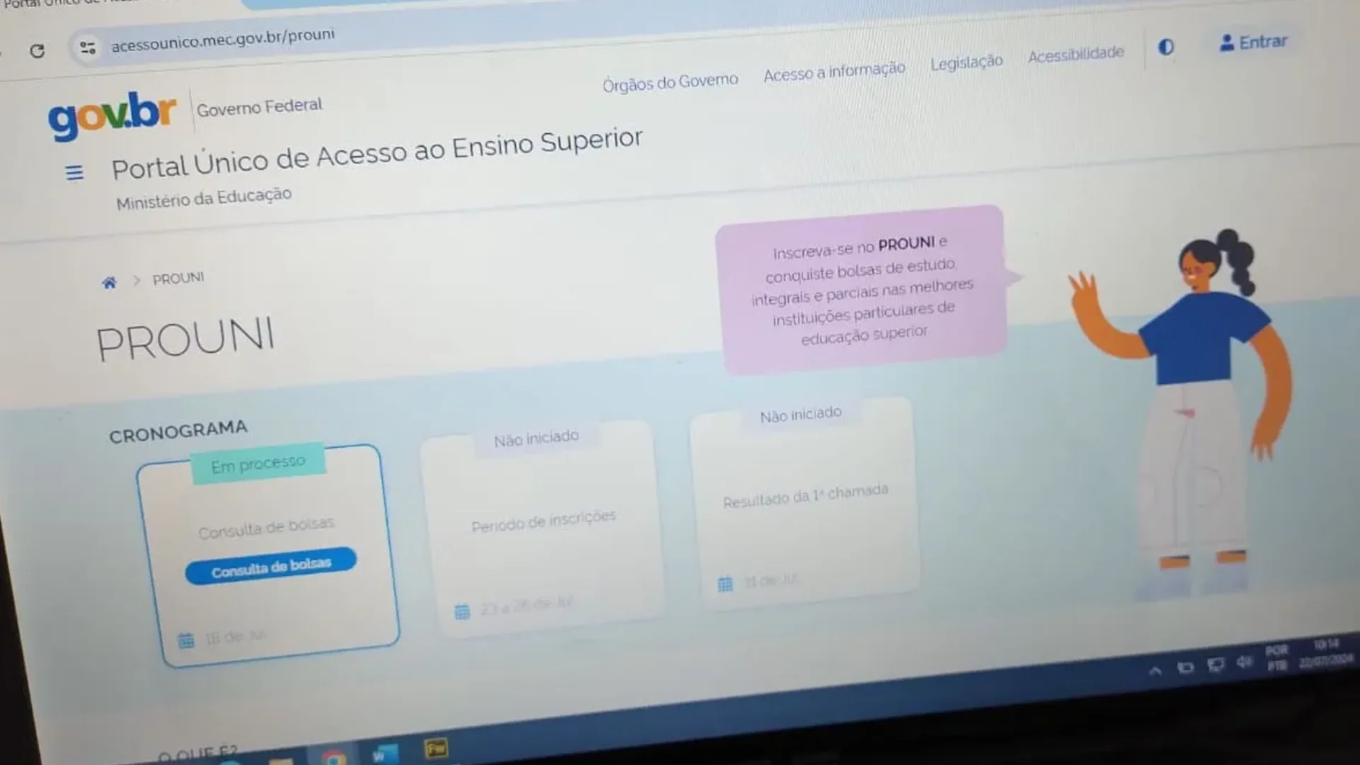 O Ministério da Educação (MEC) divulgou nesta segunda-feira (7) o resultado da primeira chamada do Programa Universidade para Todos (Prouni), referente à edição do segundo semestre de 2025.