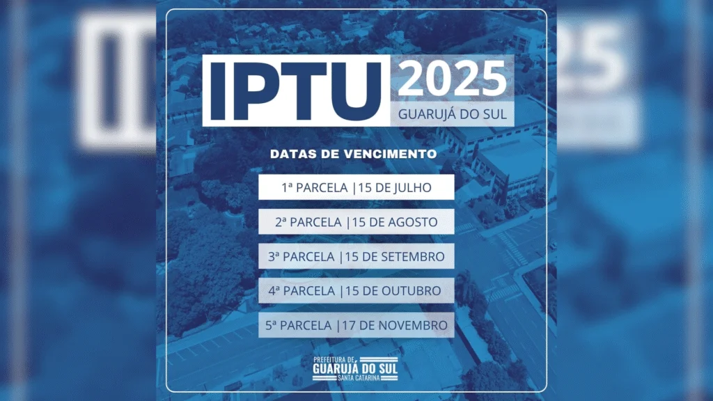 O IPTU pode ser pago em cota única, com desconto de 10% sobre o Imposto, ou parcelado