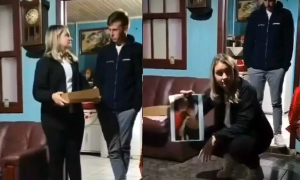 Gravação mostra momento em que a mulher revela trocas de mensagens e fotos que comprovariam, segundo ela, a infidelidade do marido