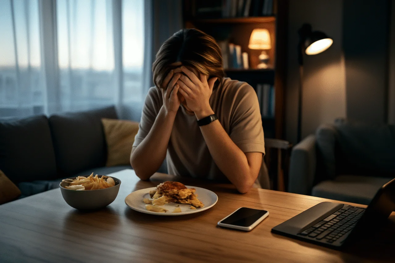 Transtornos alimentares explodem entre adultos: o que a ansiedade e a rotina digital estão causando no corpo e na mente 3 Transtornos alimentares explodem entre adultos: o que a ansiedade e a rotina digital estão causando no corpo e na mente