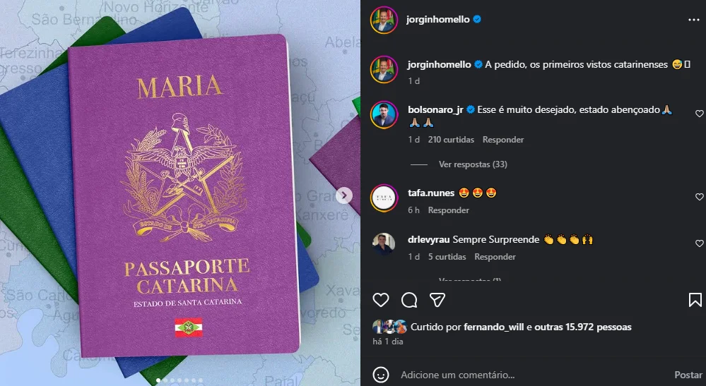 “Passaporte Catarina” governador divulga os ‘primeiros vistos catarinenses’ 4 image 2