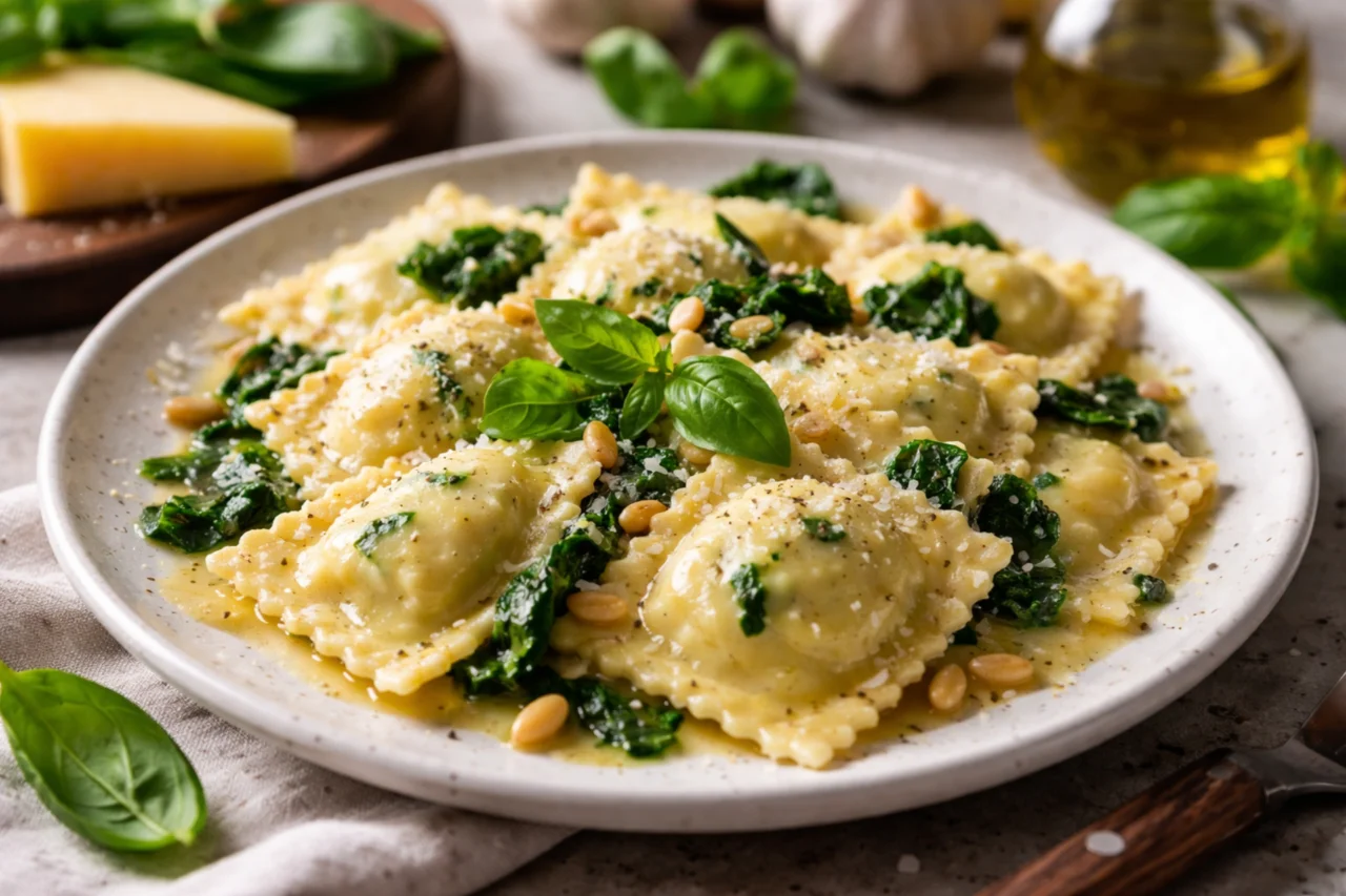 Ravioli recheado de ricota e espinafre 3 Ravioli recheado de ricota e espinafre