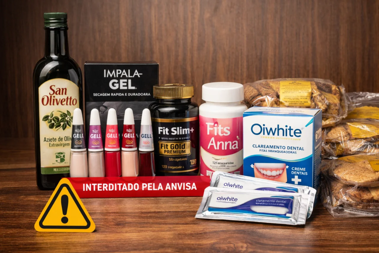 Anvisa determina recolhimento de azeite, cosméticos e suplementos por irregularidades sanitárias 11 Agência Nacional de Vigilância Sanitária proíbe venda e determina recolhimento de azeite, esmaltes, fitas dentais e suplementos por descumprimento de normas sanitárias.