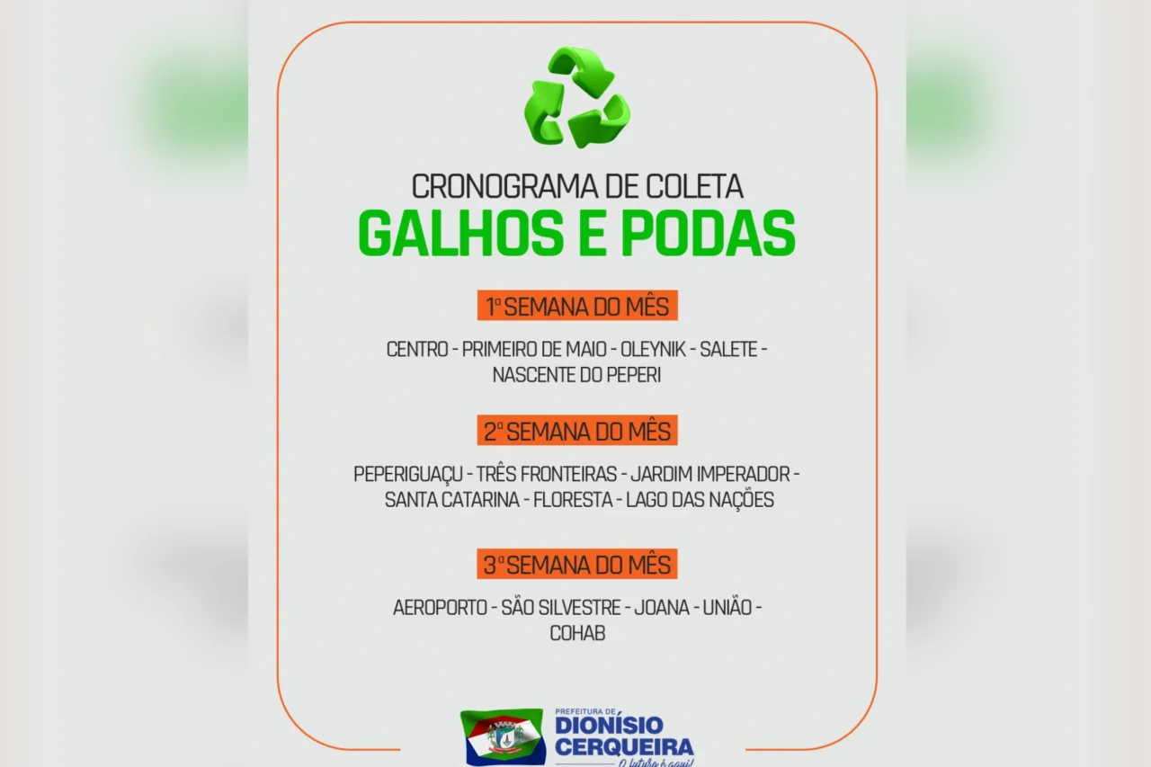 Dionísio Cerqueira mantém cronograma de limpeza urbana e recolhimento de galhos nos bairros 3 Dionísio Cerqueira mantém cronograma de limpeza urbana e recolhimento de galhos nos bairros